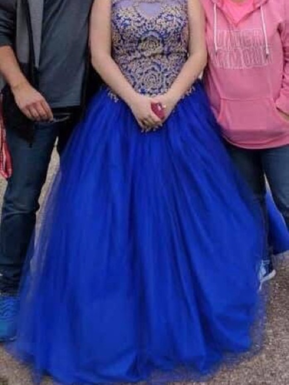 Royal Blue Embroidered Tulle Prom Ball Gown